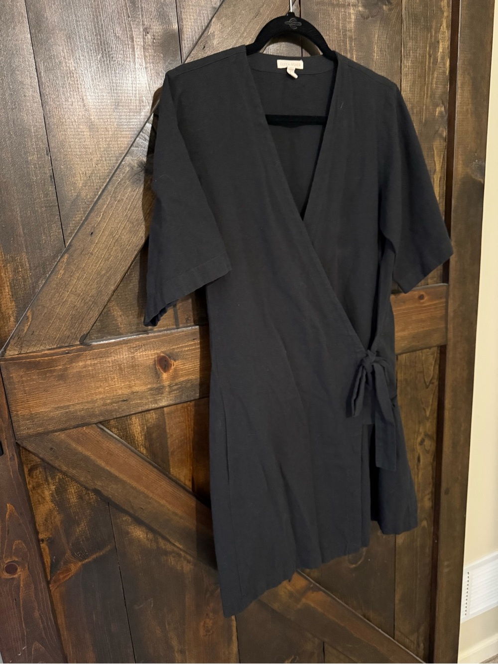 Eileen Fisher Black Wrap Dress with Side Tie